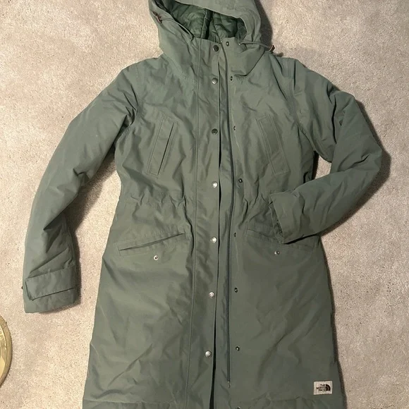 Women's Green North Face Parka Small - Picture 1 of 6